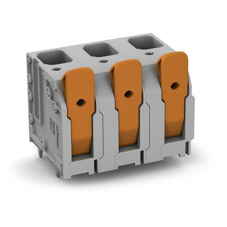 Клемма на печатную плату; рычаг; 16 мм<sup>2</sup>; Шаг контактов 15 мм; 5-пол.; Push-in CAGE CLAMP®; 16,00 мм<sup>2</sup>; серые, Wago # 2616-3355