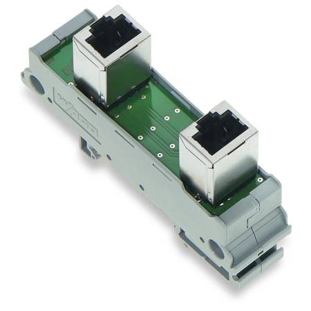 Интерфейсный модуль; RJ-45; с кроссоверными контактами питания; RJ-45; Кат. 5; в монтажном держателе, Wago # 289-177