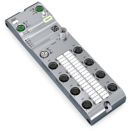16-канальный дискретный вход/выход; EtherNet/IP; 24 В постоянного тока / 2,0 А; Соединение 8xM12; WideLine, Wago # 765-1502/100-000 16-канальный дискретный вход/выход; EtherNet/IP; 24 В постоянного тока / 2,0 А; Соединение 8xM12; WideLine, Wago # 765-1502/100-000