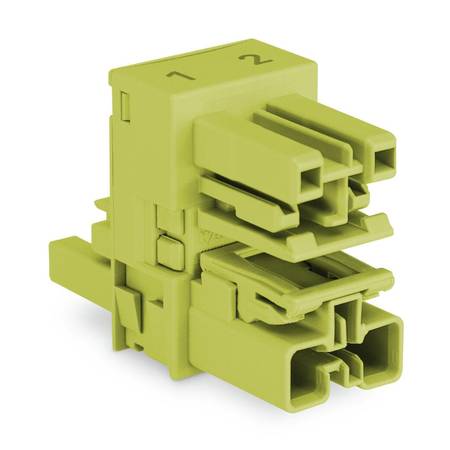 Ч-образный распределительный соединитель; 2-пол.; Код. B; 1 вход; 2 вывода; выходы с обеих сторон; 2 фиксирующих рычага; светло-зеленые, Wago # 770-1609 Ч-образный распределительный соединитель; 2-пол.; Код. B; 1 вход; 2 вывода; выходы с обеих сторон; 2 фиксирующих рычага; светло-зеленые, Wago # 770-1609