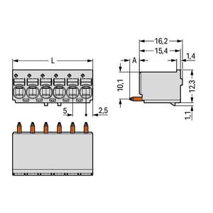 1-провод. розетка, монтаж THR, прямая; нажимная кнопка; Push-in CAGE CLAMP®; 2,5 мм<sup>2</sup>; Шаг контактов 5 мм; 8-пол., Wago # 2092-1178/200-000