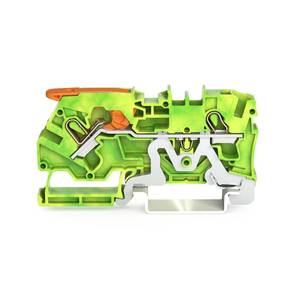 2-проводные клеммы с заземлением;  с рычагом и Push-in CAGE CLAMP®;  4 мм<sup>2</sup>;  с тестовым портом, Wago # 2104-1207