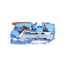 2-проводные проходные клеммы; с рычагом и нажимной кнопкой; 10 мм<sup>2</sup>; с тестовым портом; подходят для исполнений Ex i, Wago # 2110-5204 2-проводные проходные клеммы; с рычагом и нажимной кнопкой; 10 мм<sup>2</sup>; с тестовым портом; подходят для исполнений Ex i, Wago # 2110-5204