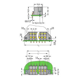 Клемма на печатную плату; 2,5 мм<sup>2</sup>; Шаг контактов 5 мм; 2-пол.; CAGE CLAMP®; зажимное кольцо; 2,50 мм<sup>2</sup>; серые, Wago # 231-602/023-000