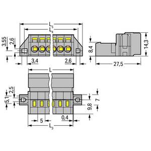 1-проводная вилка; CAGE CLAMP®; 2,5 мм<sup>2</sup>; Шаг контактов 5 мм; 10-пол.; зажимное кольцо; 2,50 мм<sup>2</sup>; серые, Wago # 231-610/019-000