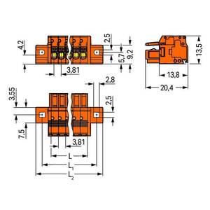 1-проводниковая розетка; нажимная кнопка; Push-in CAGE CLAMP®; 1,5; Шаг контактов 3,81 мм; 9-пол., Wago # 2734-209/031-000