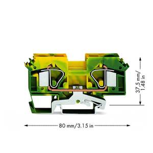 2-проводные клеммы с заземлением;  16 мм<sup>2</sup>;  подходят для исполнений Ex e II;  боковые маркировочные разъемы, Wago # 283-607/999-950