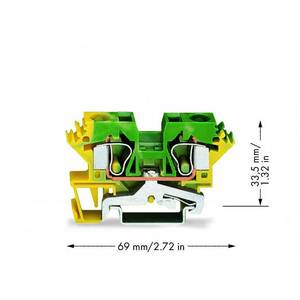 2-проводные клеммы с заземлением;  10 мм<sup>2</sup>;  боковые маркировочные разъемы;  для DIN-рейки 35 x 15 и 35 x 7,5;  CAGE CLAMP®, Wago # 284-607