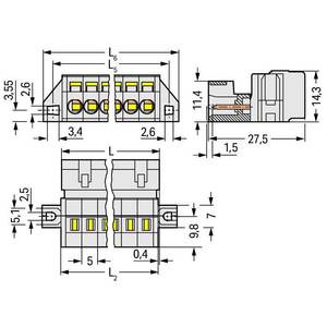 1-проводная вилка; CAGE CLAMP®; 2,5 мм<sup>2</sup>; Шаг контактов 5 мм; 3-пол.; Заземляющий контакт, Wago # 721-603/019-042