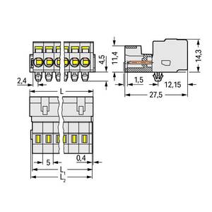 1-проводная вилка; CAGE CLAMP®; 2,5 мм<sup>2</sup>; Шаг контактов 5 мм; 4-пол.; 100% защита от неправильного подсоединения, Wago # 721-604/018-000