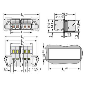 1-проводная вилка; CAGE CLAMP®; 2,5 мм<sup>2</sup>; Шаг контактов 5 мм; 5-пол.; 100% защита от неправильного подсоединения, Wago # 721-605/114-000