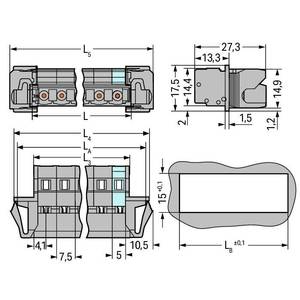 1-проводная вилка; CAGE CLAMP®; 2,5 мм<sup>2</sup>; Шаг контактов 7,5 мм; 5-пол.; Защелкивающийся фланец; 2,50 мм<sup>2</sup>, Wago # 731-605/114-000