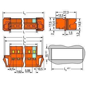 1-проводная вилка; CAGE CLAMP®; 2,5 мм<sup>2</sup>; Шаг контактов 7,62 мм; 3-пол.; Защелкивающийся фланец, Wago # 731-633/114-000