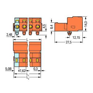 1-проводная вилка;  CAGE CLAMP®;  2,5 мм<sup>2</sup>;  Шаг контактов 7,62 мм;  5-пол.;  Монтажные ножки, Wago # 731-635/018-000/033-000