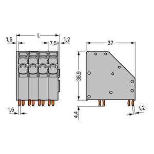 2-проводные клеммы для печатных плат; 10 мм<sup>2</sup>; Шаг контактов 7,5 мм; 3-пол.; Push-in CAGE CLAMP®, Wago # 746-2303/000-009