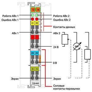 2-канальный модуль аналогового ввода; 0 – 20 мА; Несимметричный вход, Wago # 750-465