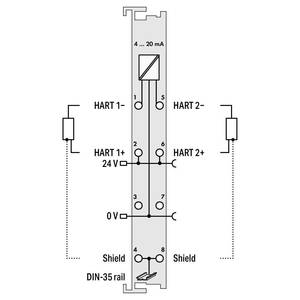 2-канальный модуль аналогового ввода; 4-20 мА HART; Формат данных S7 ПЛК, Wago # 750-482/000-300