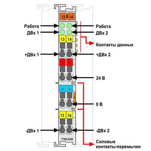 2 прямой/вычитающий счетчик; 16 бит; 500 Гц, Wago # 750-638
