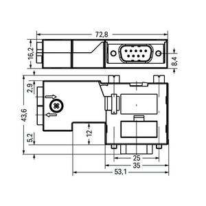 Разъем полевой шины PROFIBUS; с вилкой D-Sub; 9-пол., Wago # 750-971