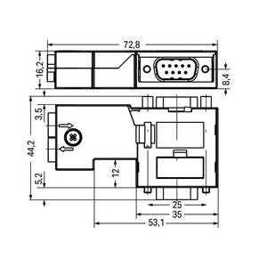 Разъем полевой шины PROFIBUS; с вилкой D-Sub; 9-пол., Wago # 750-972