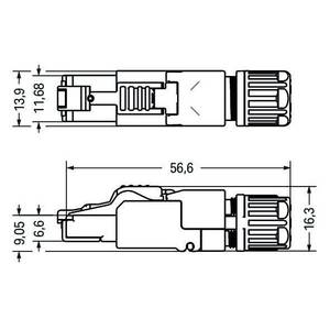 Соединитель ETHERNET; RJ-45; Кат. 6А; прямые; Код T568B; AWG 22; Разгрузка от натяжения, Wago # 750-978/000-012