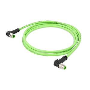 Кабель ETHERNET; Штекер M12D; углового исполнения; Штекер M12D; углового исполнения; 4-пол.; Длина: 2 м, Wago # 756-1204/060-020