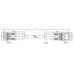 Кабель системной шины; Розетка M12B; прямая; Штекер М12B; прямой; 5-пол.; Длина: 5 м, Wago # 756-1305/060-050