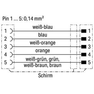 Кабель системной шины; Розетка M12B; прямая; Штекер М12B; прямой; 5-пол.; Длина: 5 м, Wago # 756-1305/060-050