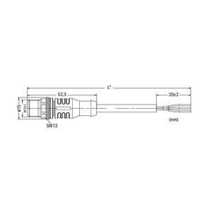 Кабель датчика / исполнительного устройства; Штекер M12A; прямой; 3-пол.; Длина: 2 м, Wago # 756-5311/030-020