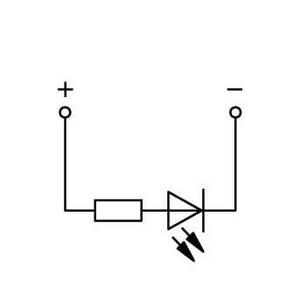 1-пров./1-контактн. компон. несущая клемма; красный светодиод; тока; для DIN-рейки 35 x 15 и 35 x 7,5; 4 мм<sup>2</sup>, Wago # 769-239/281-434