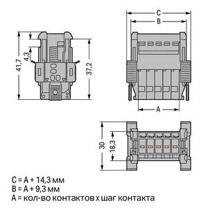 1-проводная вилка; CAGE CLAMP®; 4 мм<sup>2</sup>; Шаг контактов 5 мм; 15-пол.; Защелкивающийся фланец; 4,00 мм<sup>2</sup>; серые, Wago # 769-615/006-000
