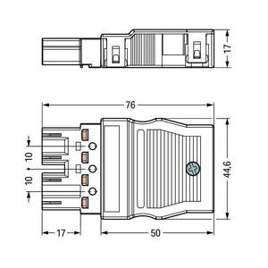 Штекер; с корпусом разгрузки натяжения; 4-пол.; 4,00 мм<sup>2</sup>; черные, Wago # 770-114