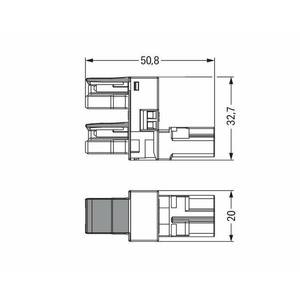 Ч-образный распределительный соединитель; 2-пол.; Код. B; 1 вход; 2 вывода; выходы на стороне; 2 фиксирующих рычага; розовые, Wago # 770-1653