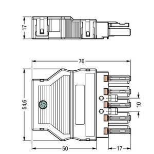 Штекер; с корпусом разгрузки натяжения; 5-пол.; 4,00 мм<sup>2</sup>; белые, Wago # 770-335