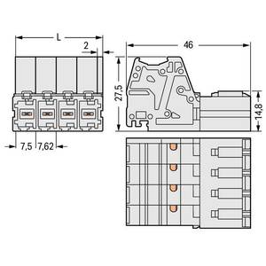 1-проводная вилка; Push-in CAGE CLAMP®; 10 мм<sup>2</sup>; Шаг контактов 7,62 мм; 4-пол., Wago # 831-3204/000-9034