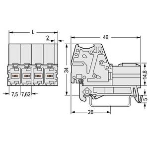 1-проводная вилка; Push-in CAGE CLAMP®; 10 мм<sup>2</sup>; Шаг контактов 7,62 мм; 4-пол., Wago # 831-3204/007-9034
