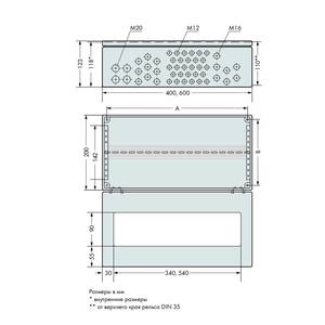 Корпус IP65; Нержавеющая сталь; ШxВxД (400x123x200 мм); 32 x M12, 13 x M16, 2 x M20, Wago # 850-804/000-001