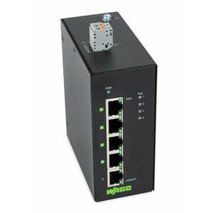 Промышленный переключатель ECO; 5 портов 1000Base-T; 4 * питание по Ethernet; Расширенный диапазон температур; черные, Wago # 852-1411/000-001