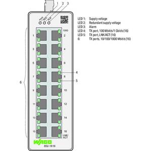Управляемый коммутатор Lean; 16 портов 1000Base-T; светло-серые, Wago # 852-1816